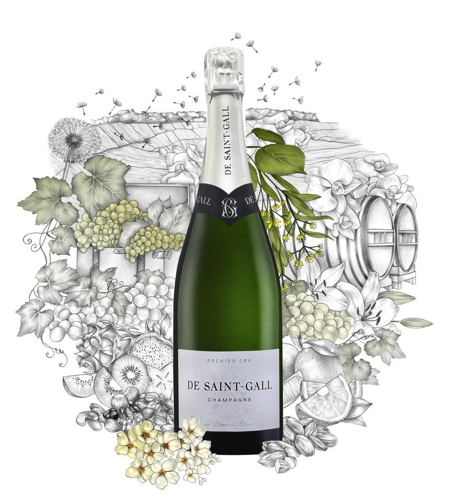 De Saint Gall LE BLANC DE BLANCS Brut 1er Cru 300 cl en caisse bois